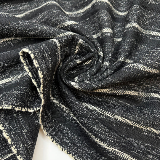 Tradition Cuffed Trousers - Basket Weave Wool Woven - Black/White Stripes - 1.1M Bundle