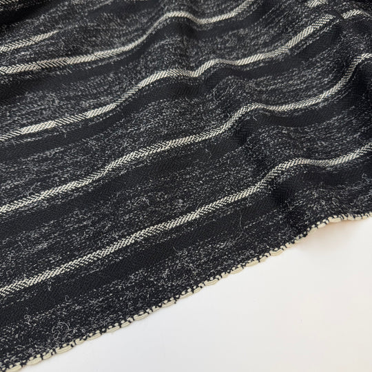 Tradition Cuffed Trousers - Basket Weave Wool Woven - Black/White Stripes - 1.1M Bundle