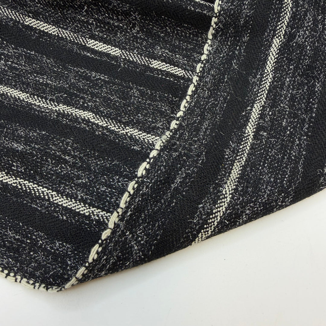 Tradition Cuffed Trousers - Basket Weave Wool Woven - Black/White Stripes - 1.1M Bundle