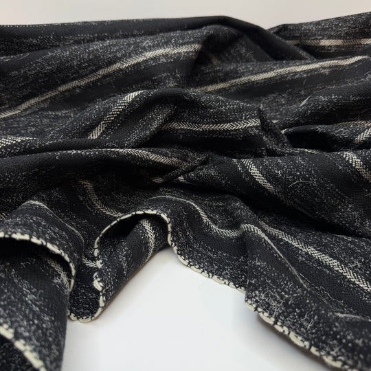 Tradition Cuffed Trousers - Basket Weave Wool Woven - Black/White Stripes - 1.1M Bundle