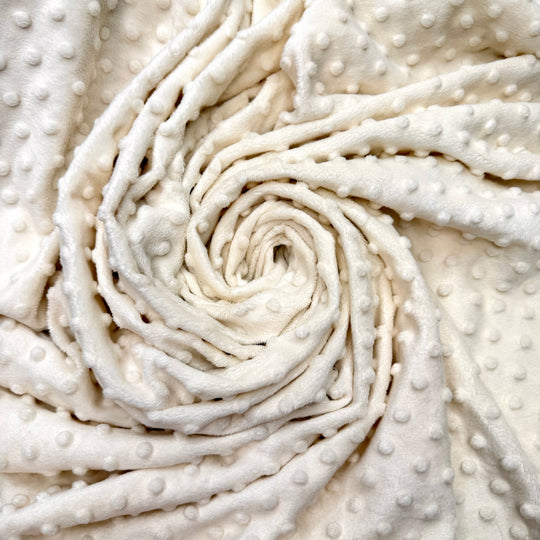 Pass The Popcorn - Embossed Dots Minky Polyester Blend Knit - Light Cream - 2M Bundle