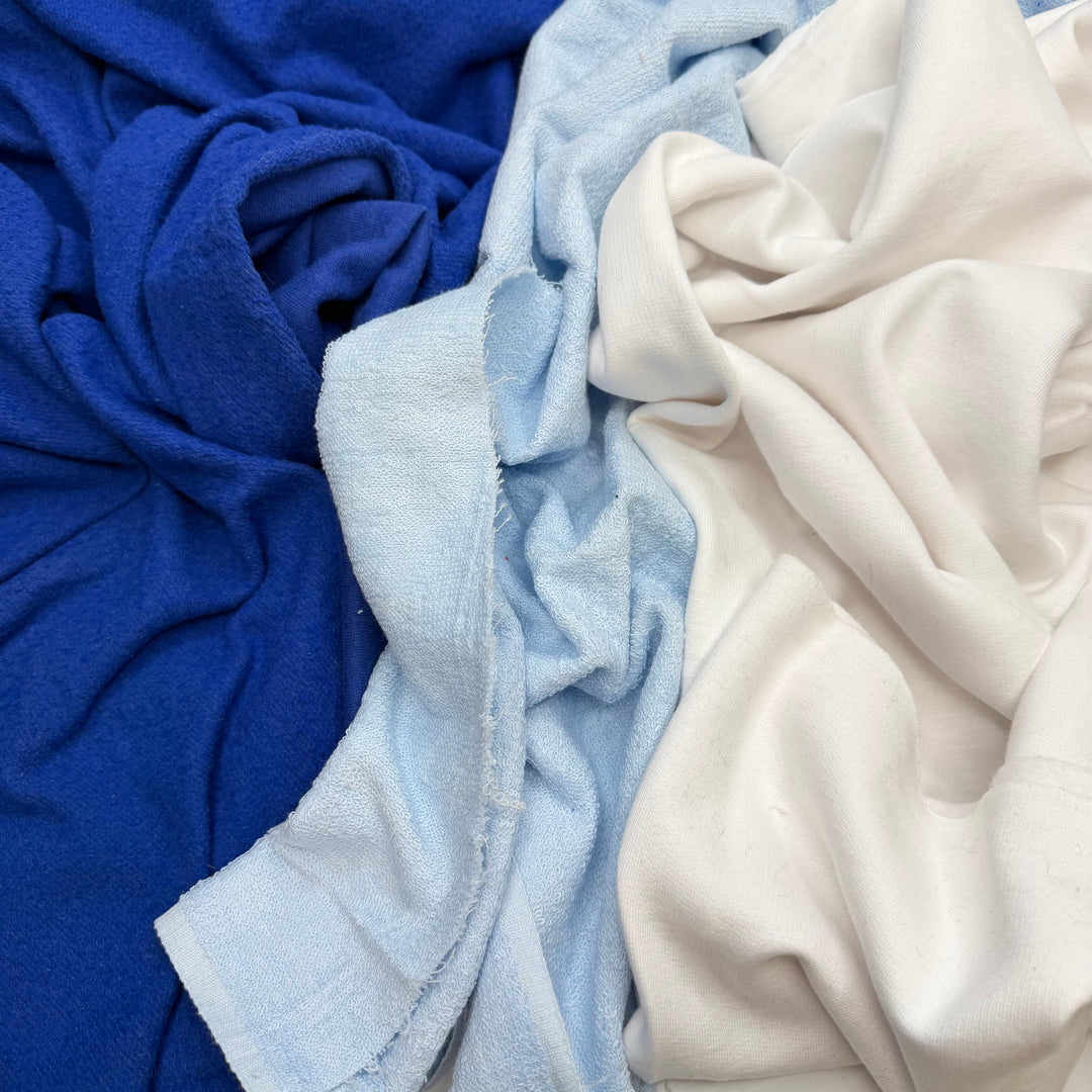 Decade Decadence - Brushed French Terry Poly/Cotton Knit - Blue/White - 0.5M Bundle