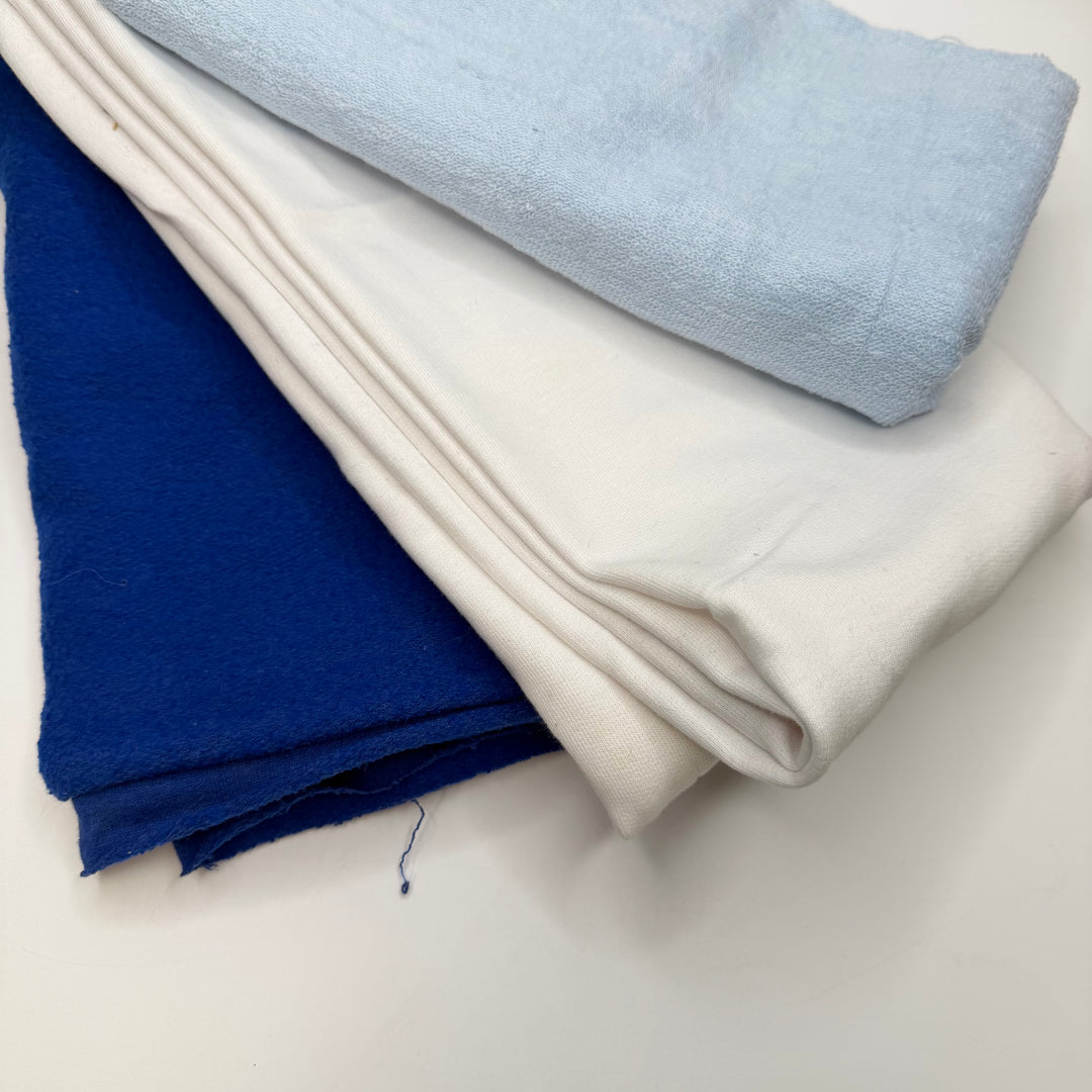 Decade Decadence - Brushed French Terry Poly/Cotton Knit - Blue/White - 0.5M Bundle