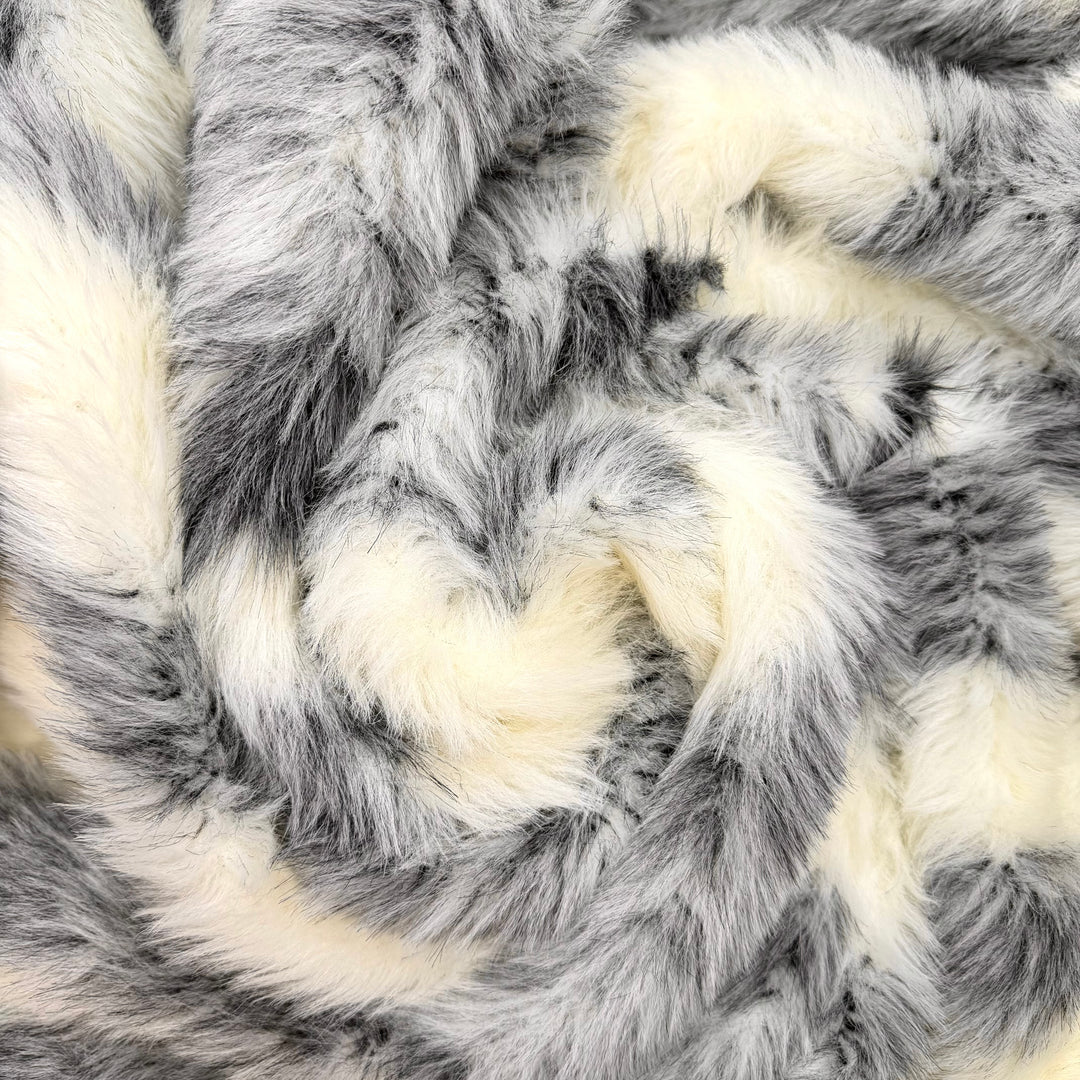 90s Movie Monster - Faux Fur Polyester Blend Knit - Grey/Cream Abstract - Bundles