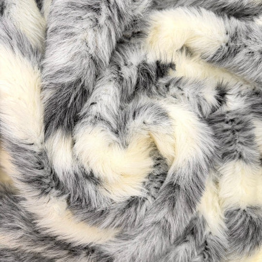 90s Movie Monster - Faux Fur Polyester Blend Knit - Grey/Cream Abstract - Bundles