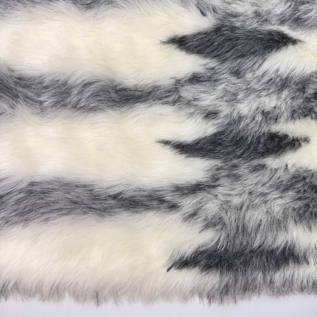 90s Movie Monster - Faux Fur Polyester Blend Knit - Grey/Cream Abstract - Bundles