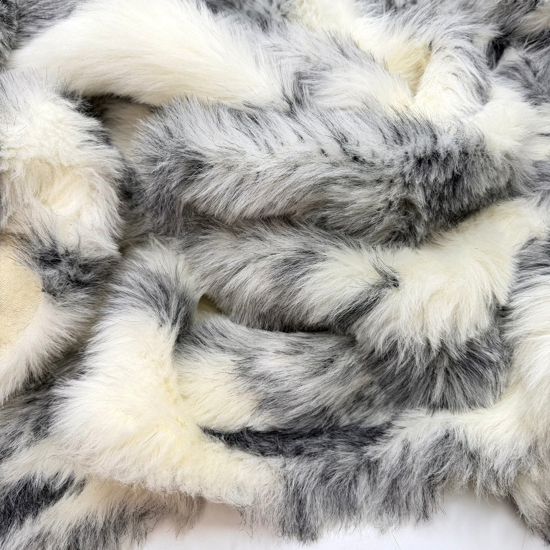 90s Movie Monster - Faux Fur Polyester Blend Knit - Grey/Cream Abstract - Bundles