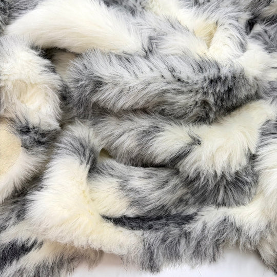 90s Movie Monster - Faux Fur Polyester Blend Knit - Grey/Cream Abstract - Bundles