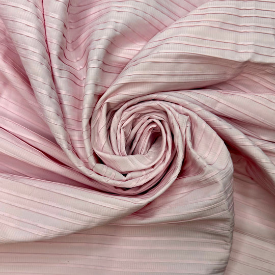 Candy Striped - Dobby Weave Polyester Blend Woven - Light Pink - 2.1M Bundle