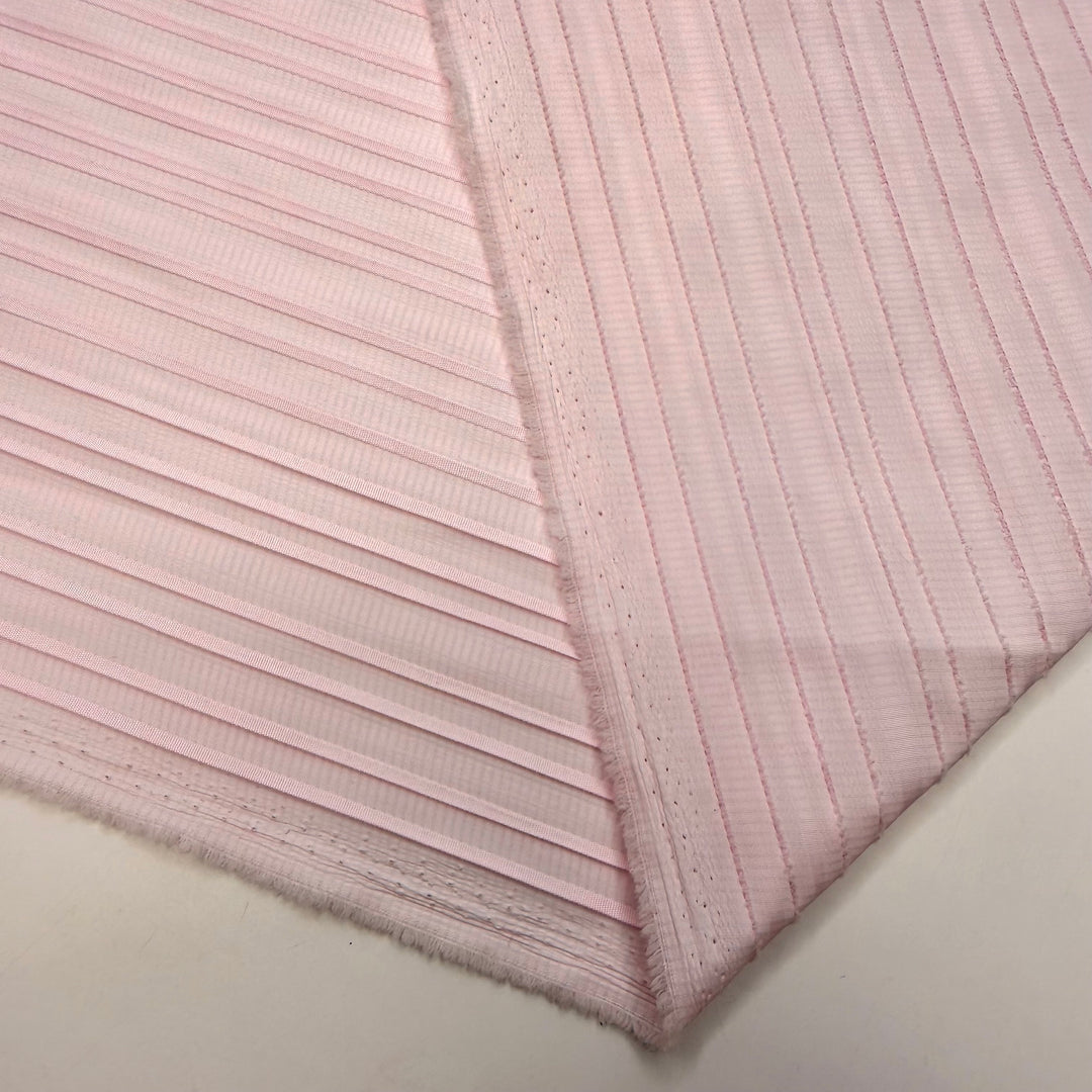 Candy Striped - Dobby Weave Polyester Blend Woven - Light Pink - 2.1M Bundle