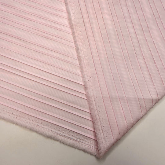 Candy Striped - Dobby Weave Polyester Blend Woven - Light Pink - 2.1M Bundle