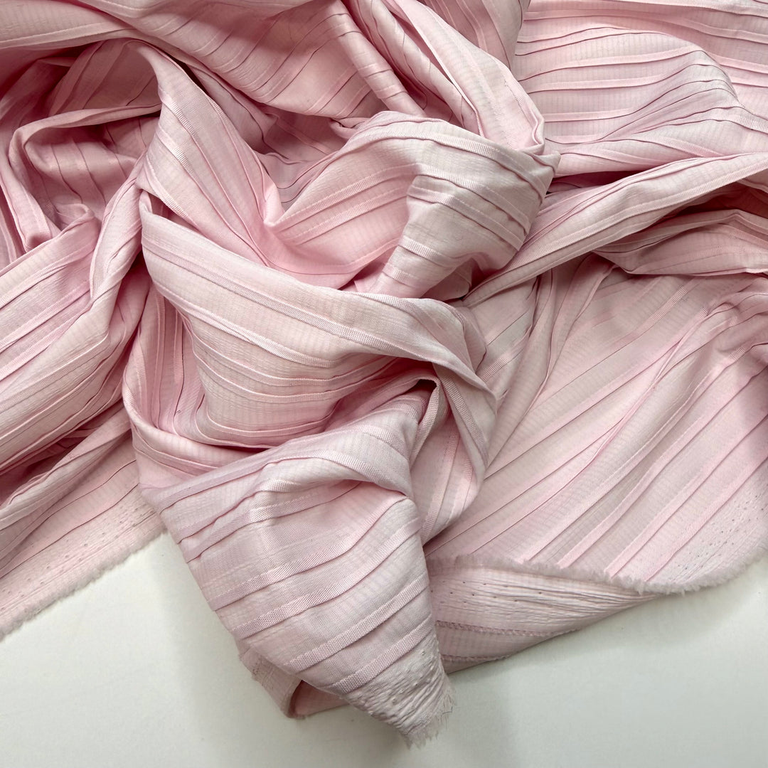 Candy Striped - Dobby Weave Polyester Blend Woven - Light Pink - 2.1M Bundle