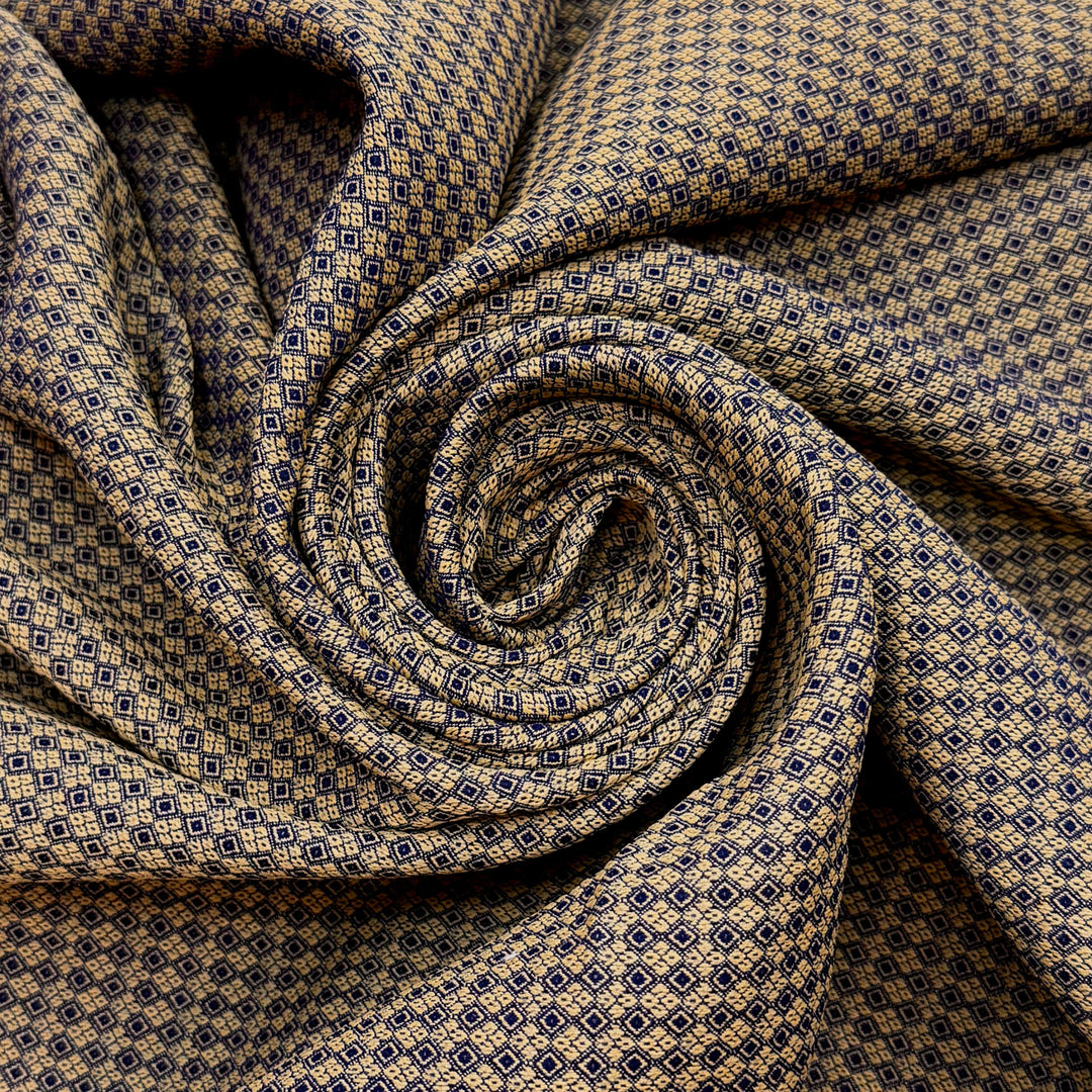 Sherlock Holmes - Vintage Jacquard Acrylic/Nylon Woven - Light Navy/Beige Geometric - 1.25M Bundle