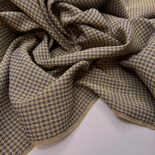 Sherlock Holmes - Vintage Jacquard Acrylic/Nylon Woven - Light Navy/Beige Geometric - 1.25M Bundle