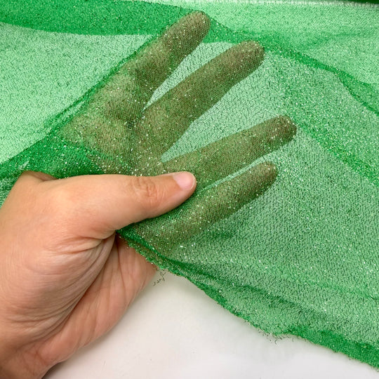 Grinch Glitter - Glitter Mesh Polyester Blend Knit - Green - 1.9M Bundle