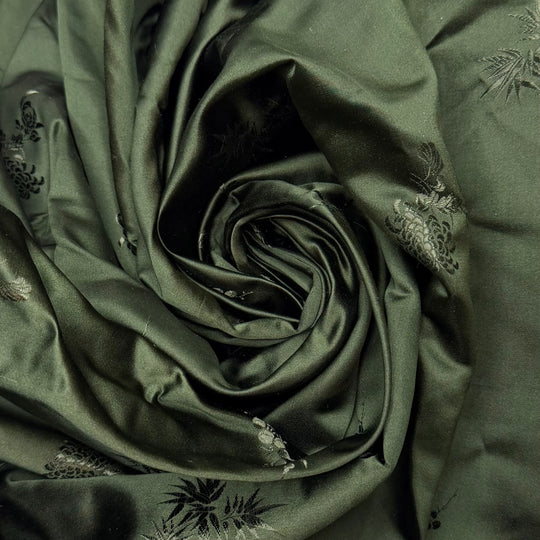 Forest Goblin - Jacquard Silk Woven - Dark Green Floral - 2M Bundle