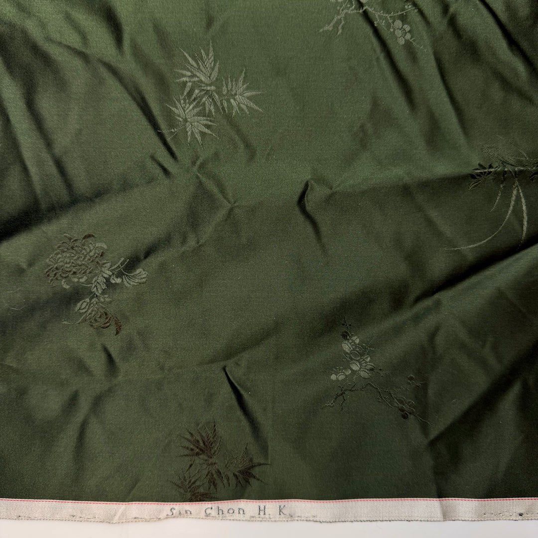 Forest Goblin - Jacquard Silk Woven - Dark Green Floral - 2M Bundle