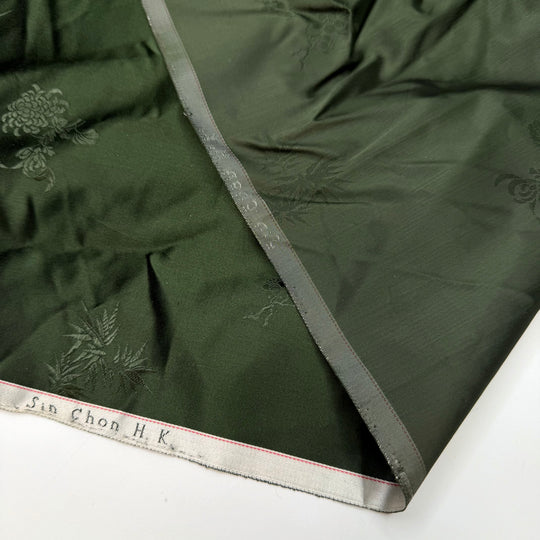Forest Goblin - Jacquard Silk Woven - Dark Green Floral - 2M Bundle