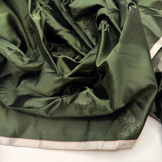 Forest Goblin - Jacquard Silk Woven - Dark Green Floral - 2M Bundle