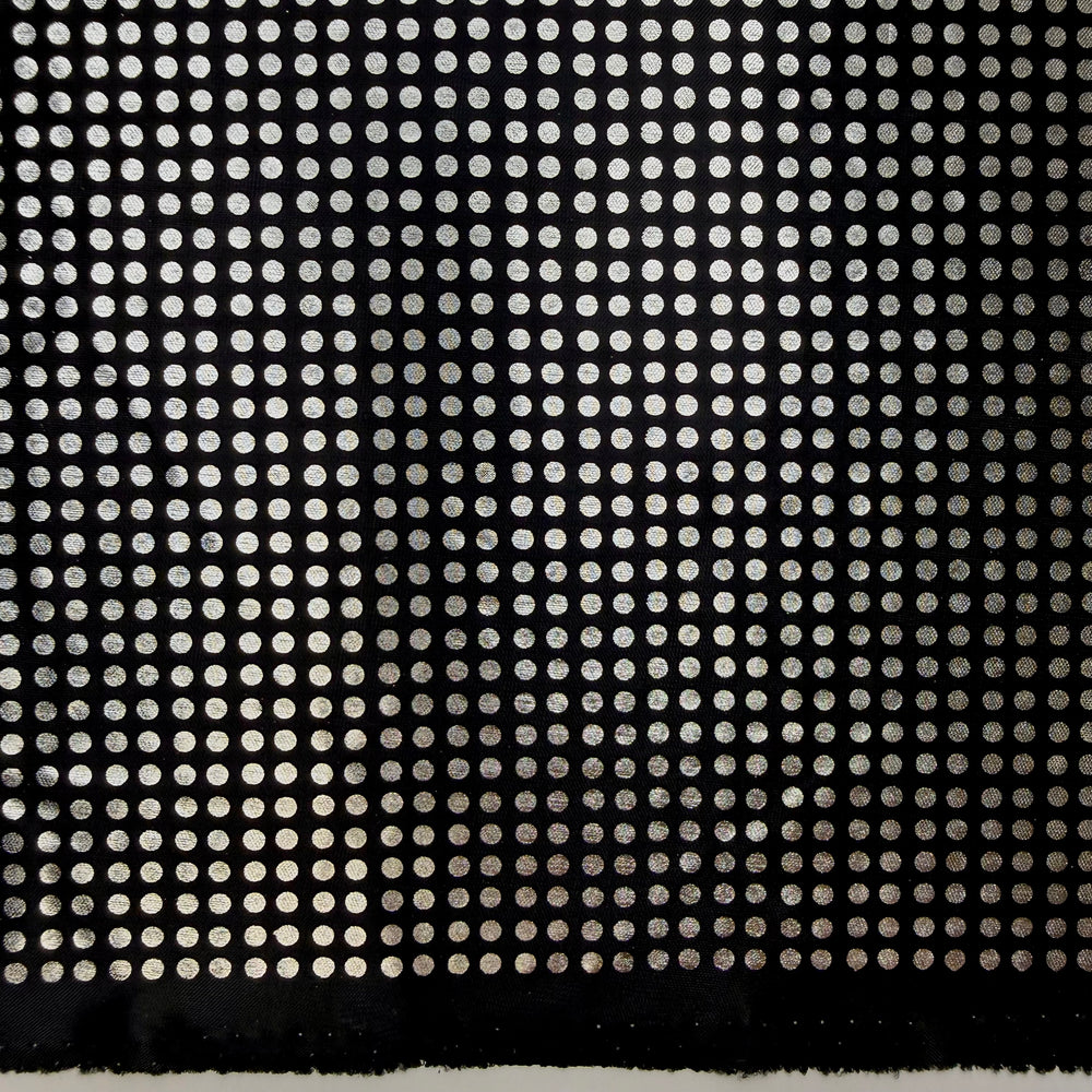 Disco Ball - Shimmer Paint Poly Knit - Black/Silver Polka Dots - 1.1M Bundle