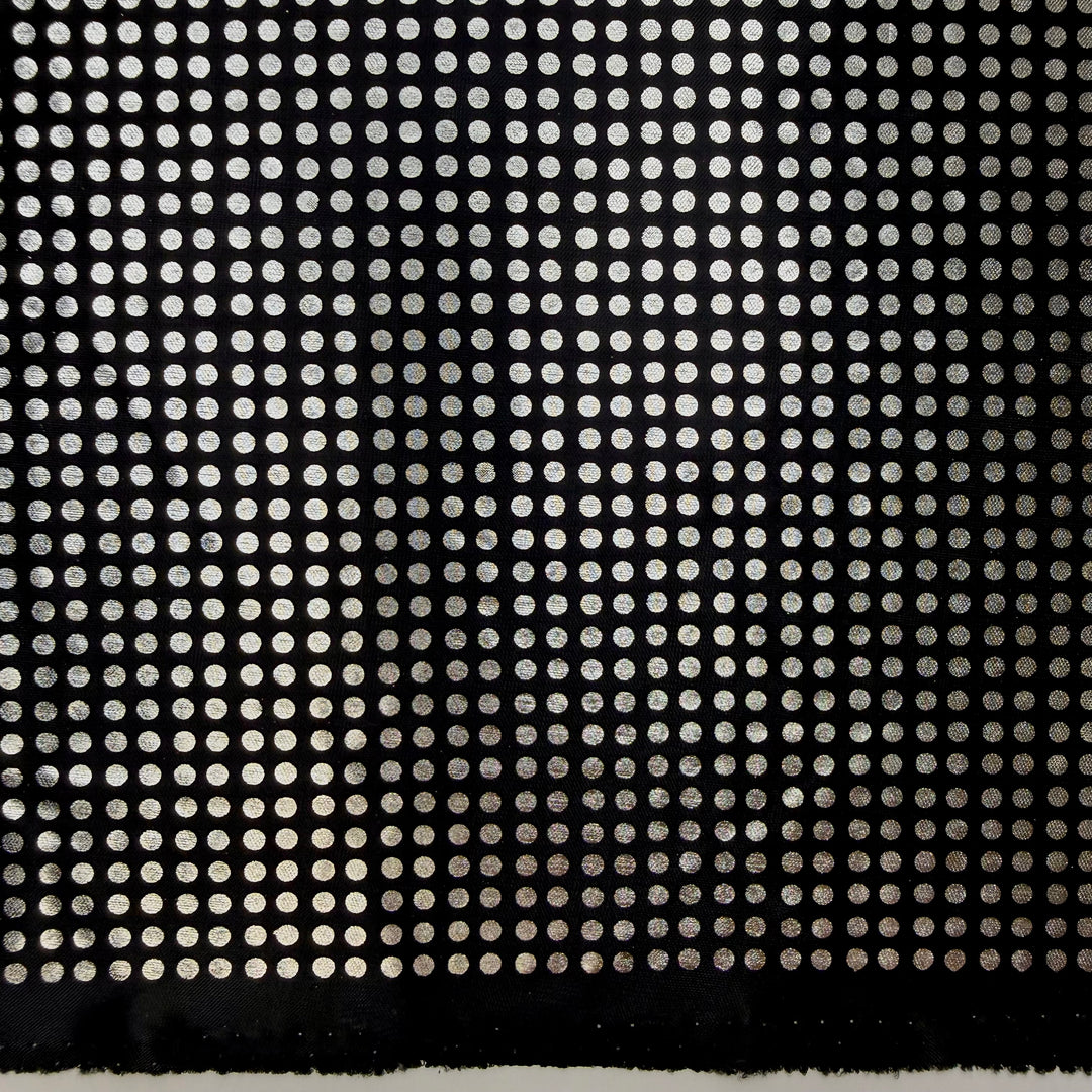 Disco Ball - Shimmer Paint Poly Knit - Black/Silver Polka Dots - 1.1M Bundle