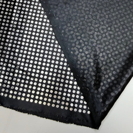 Disco Ball - Shimmer Paint Poly Knit - Black/Silver Polka Dots - 1.1M Bundle