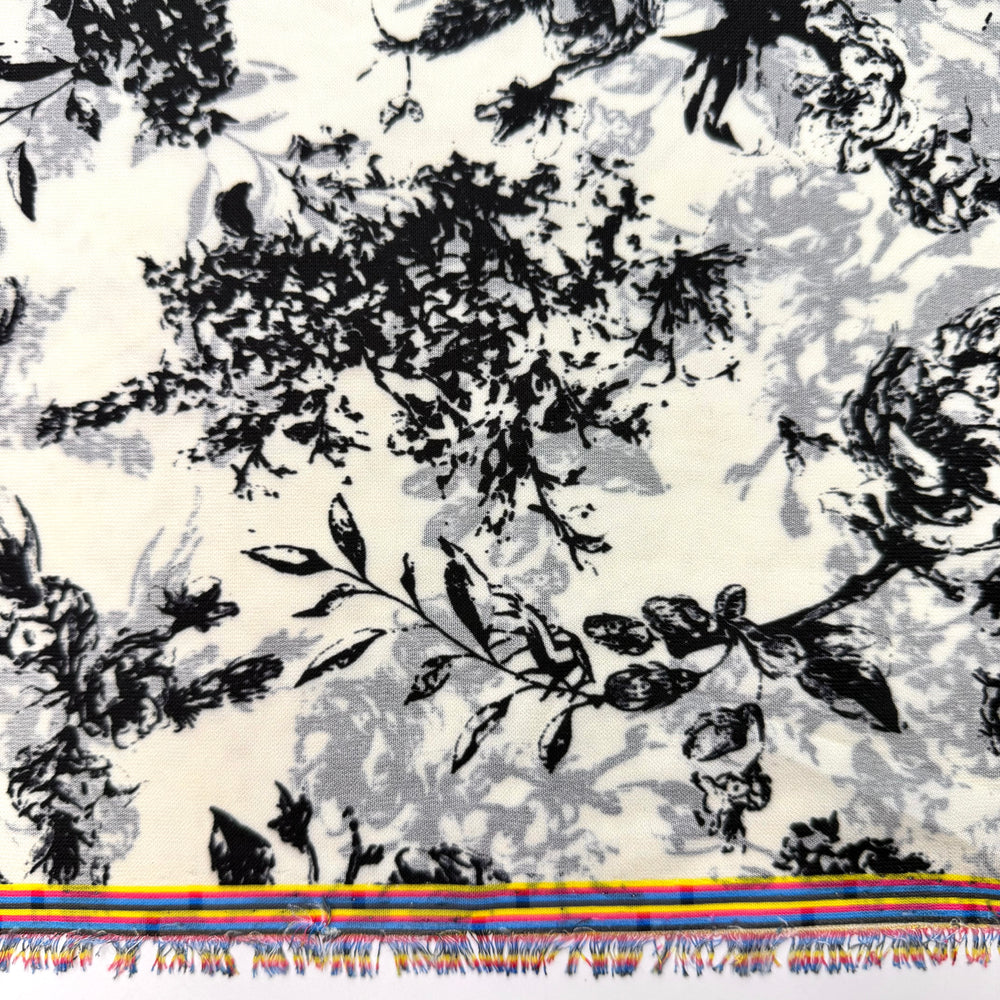 Through The Smoke Machine - Chiffon Poly Woven - Cream Multi Floral - 1M Bundle