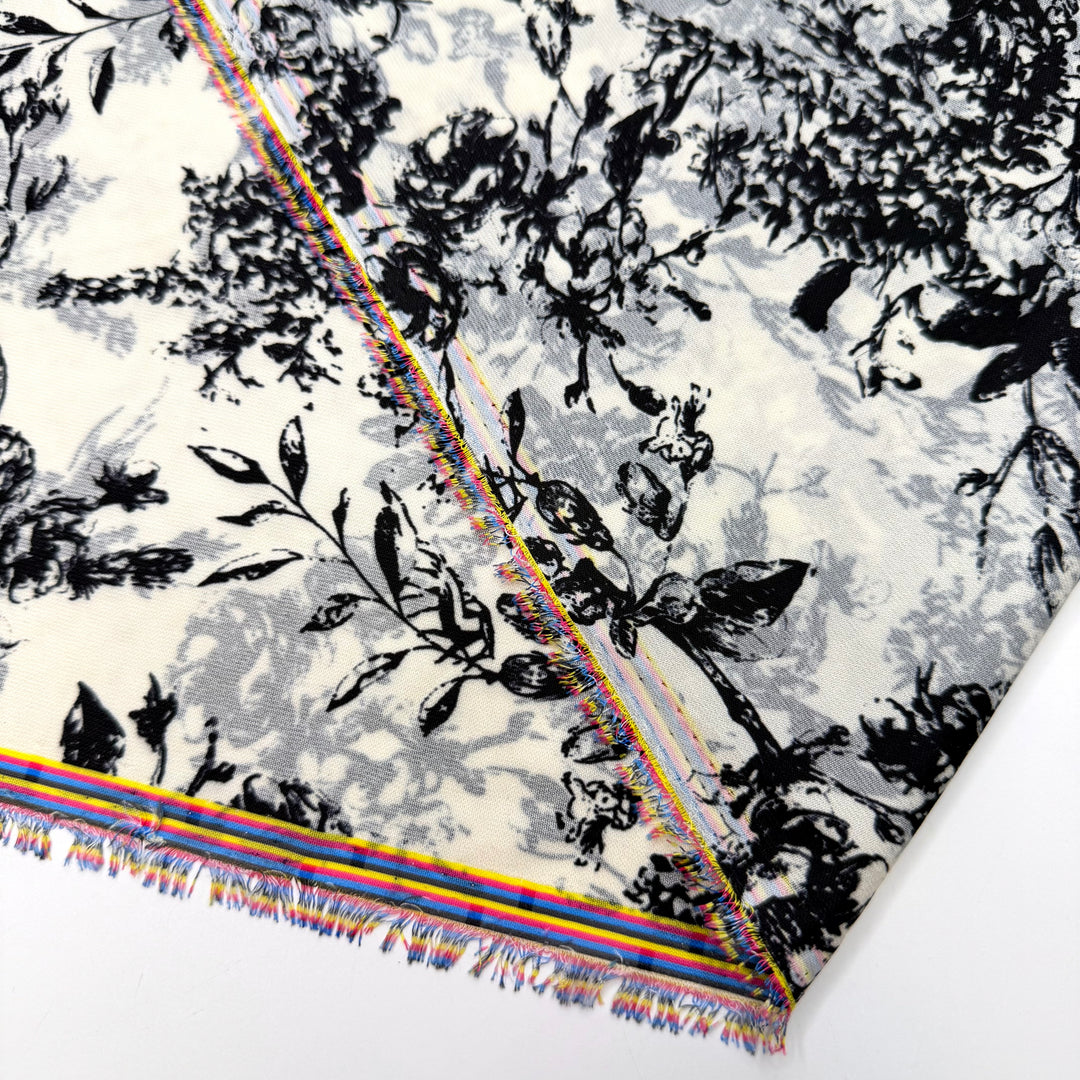 Through The Smoke Machine - Chiffon Poly Woven - Cream Multi Floral - 1M Bundle