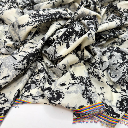 Through The Smoke Machine - Chiffon Poly Woven - Cream Multi Floral - 1M Bundle