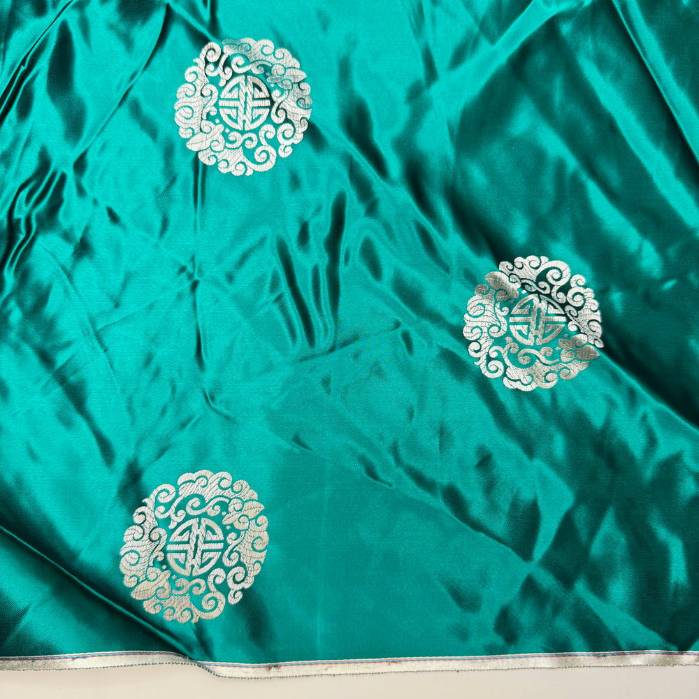 Magician Cape - Jacquard Silk Woven - Teal Silver Geometric - 2.6M Bundle