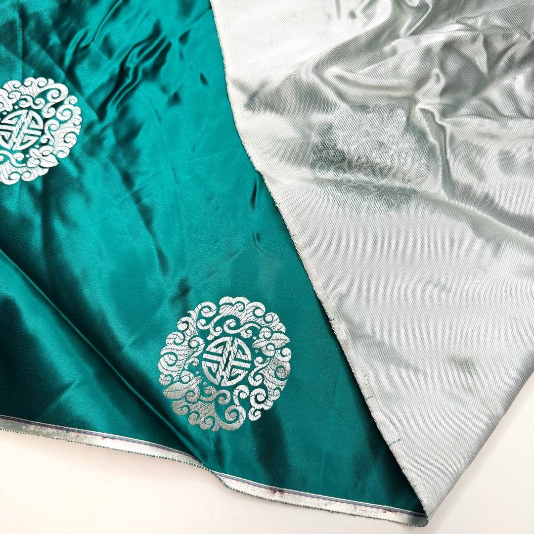 Magician Cape - Jacquard Silk Woven - Teal Silver Geometric - 2.6M Bundle