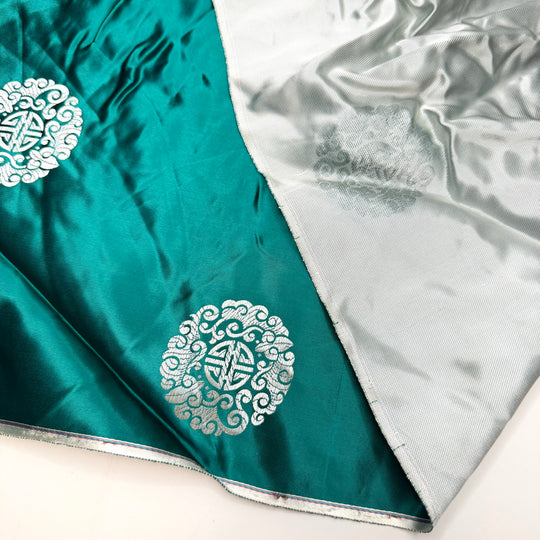 Magician Cape - Jacquard Silk Woven - Teal Silver Geometric - 2.6M Bundle