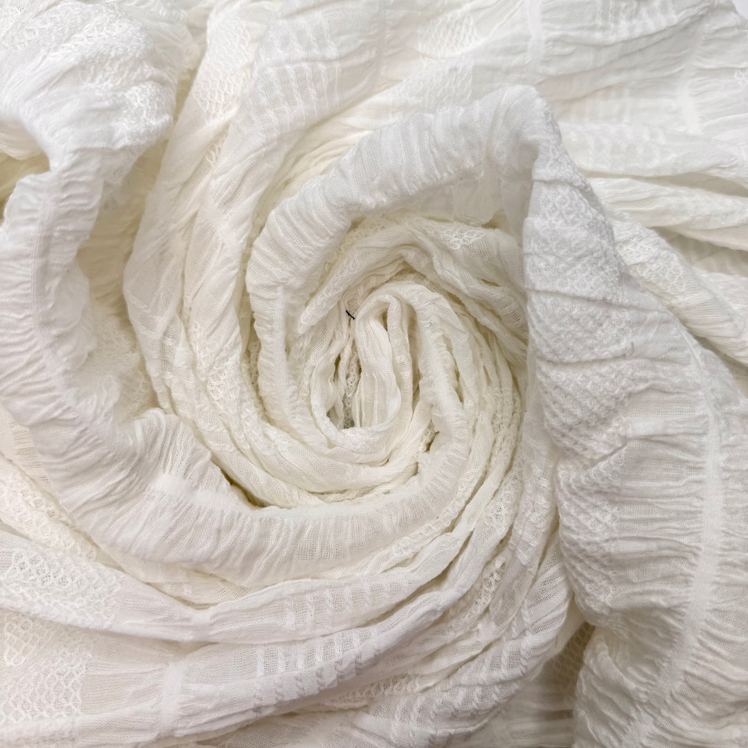 Emily Dickens - Elastic Shirring Cotton/Spandex Woven - White Stripes - 1.65M Bundle