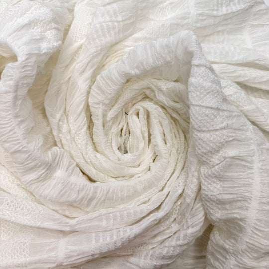 Emily Dickens - Elastic Shirring Cotton/Spandex Woven - White Stripes - 1.65M Bundle