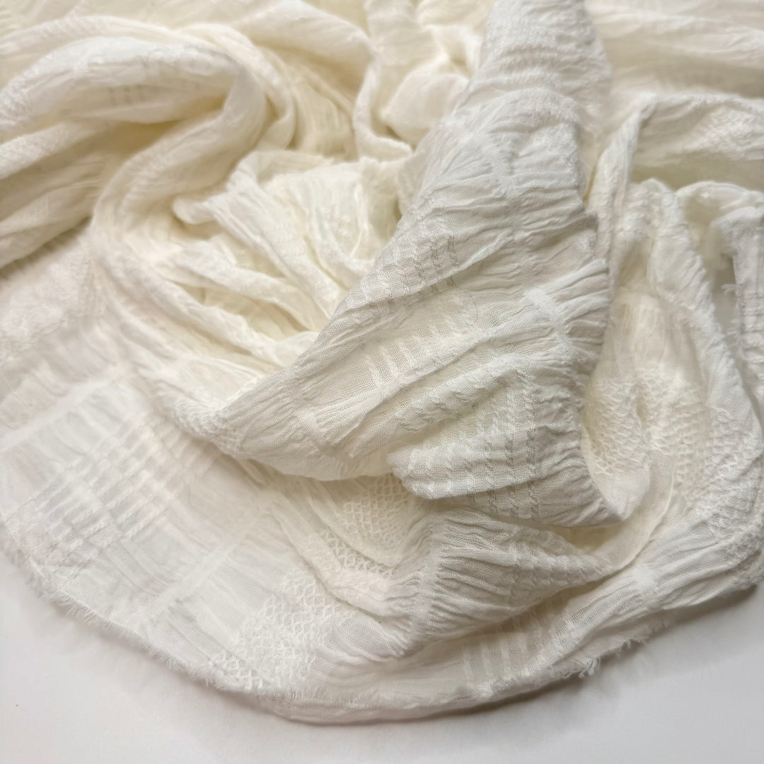Emily Dickens - Elastic Shirring Cotton/Spandex Woven - White Stripes - 1.65M Bundle