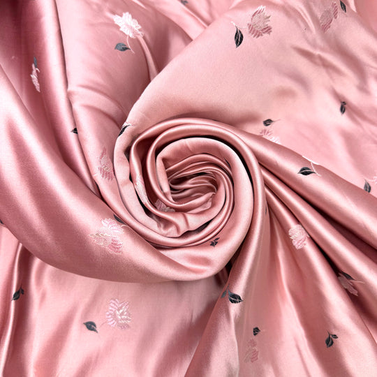 Princess Coded - Vintage Jacquard Silk Woven - Pink/Silver Floral - 2.15M Bundle