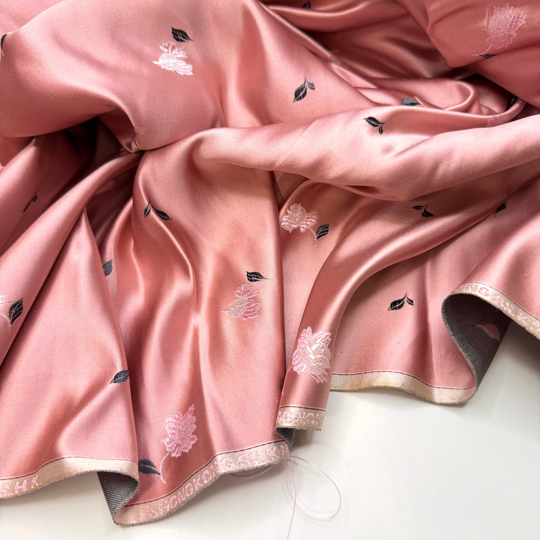 Princess Coded - Vintage Jacquard Silk Woven - Pink/Silver Floral - 2.15M Bundle