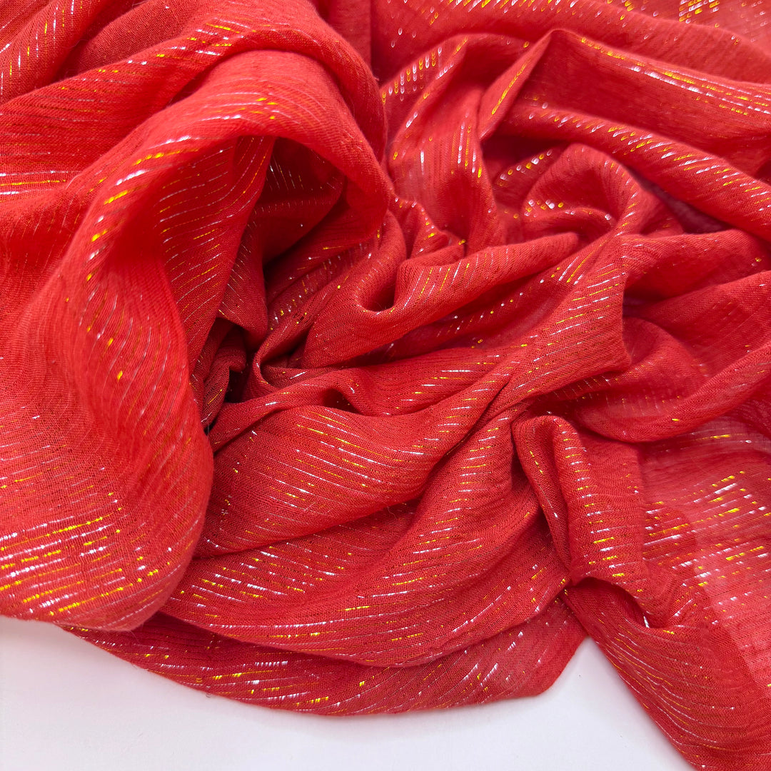 Genie Pants - Metallic Gauze Cotton/Metallic Woven - Rust Orange Gold Pinstripe - 2.9M Bundle