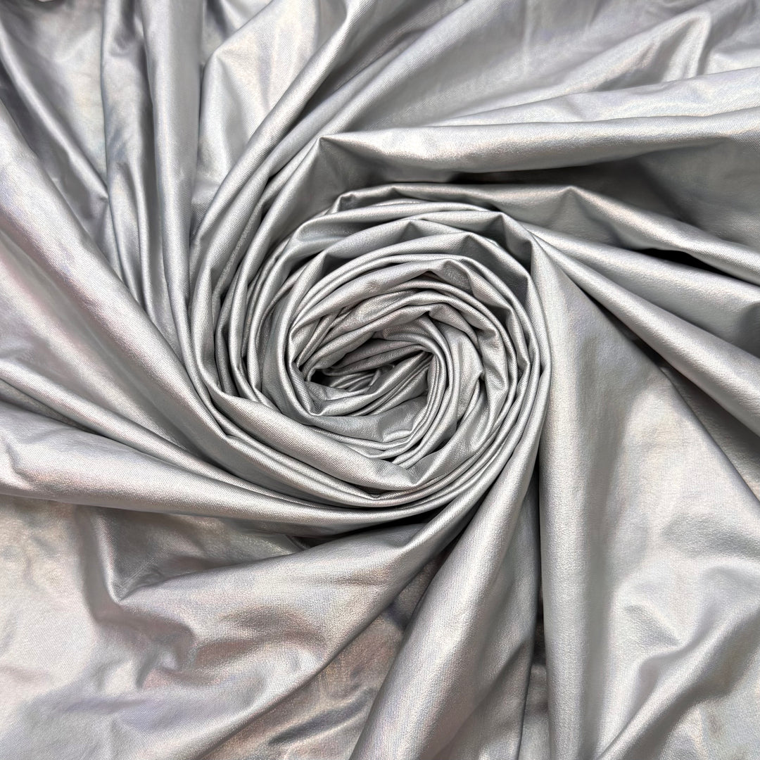 Silver Surfer - Metallic Jersey Poly/Spandex Knit - Silver Scale Like Geometric - Bundles