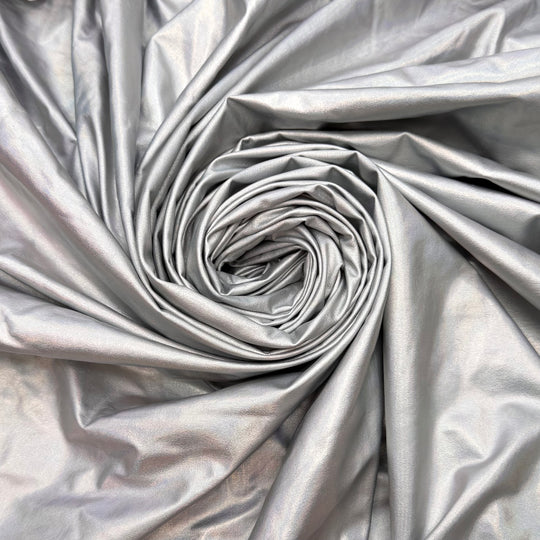 Silver Surfer - Metallic Jersey Poly/Spandex Knit - Silver Scale Like Geometric - Bundles