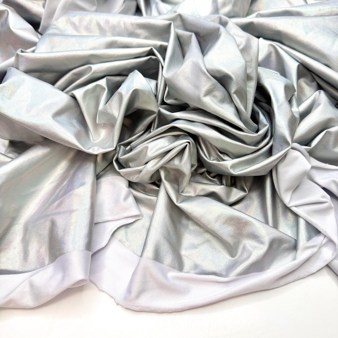 Silver Surfer - Metallic Jersey Poly/Spandex Knit - Silver Scale Like Geometric - Bundles