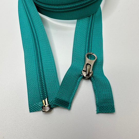 27.5" Coil Zipper - Separating - Light Turquoise - True Deadstock supplies Fabric by private - Sustainable Textile | FABCYCLE