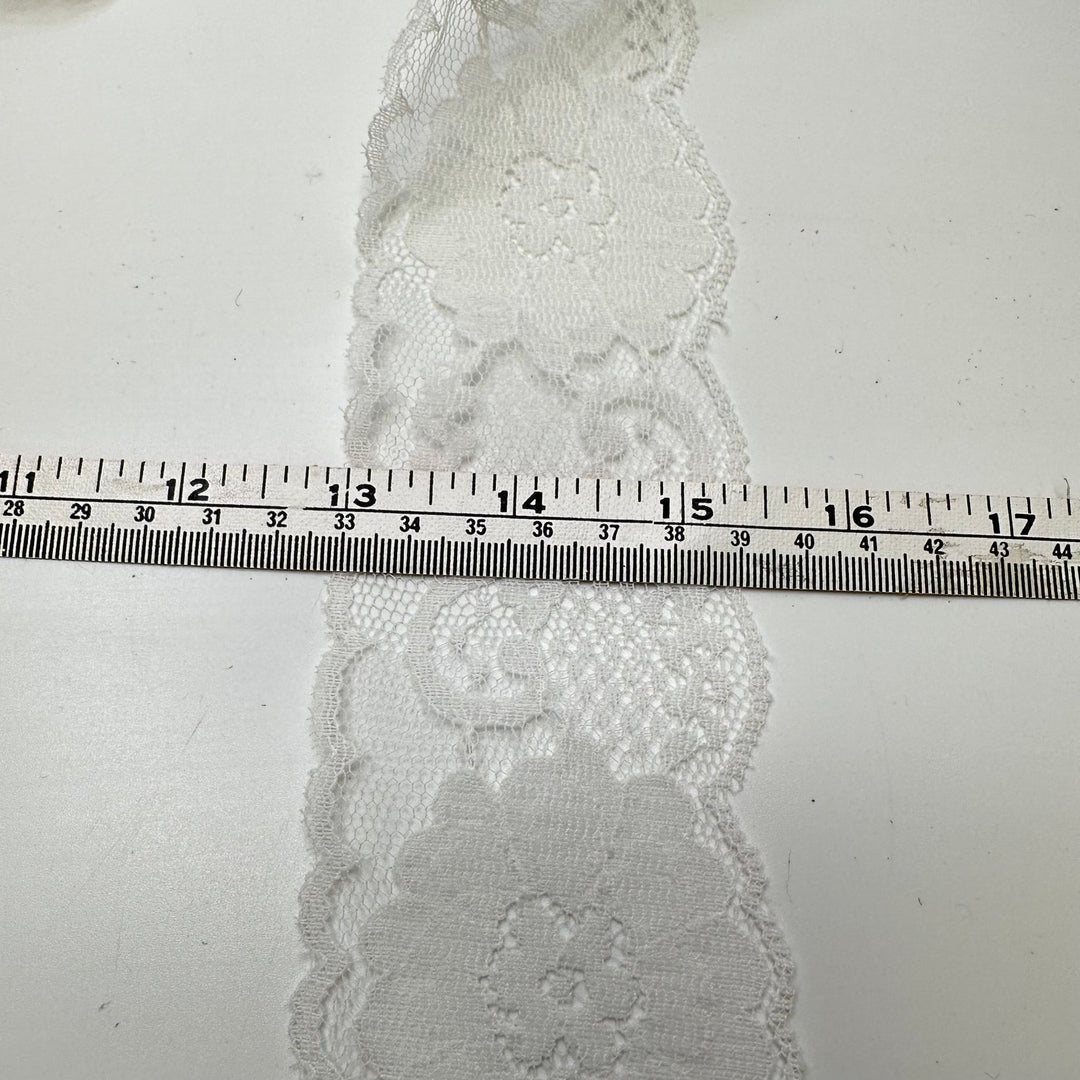 3" (76mm) Scalloped Mesh Lace Trim - White - Bundles - True Deadstock supplies Fabric by private - Sustainable Textile | FABCYCLE