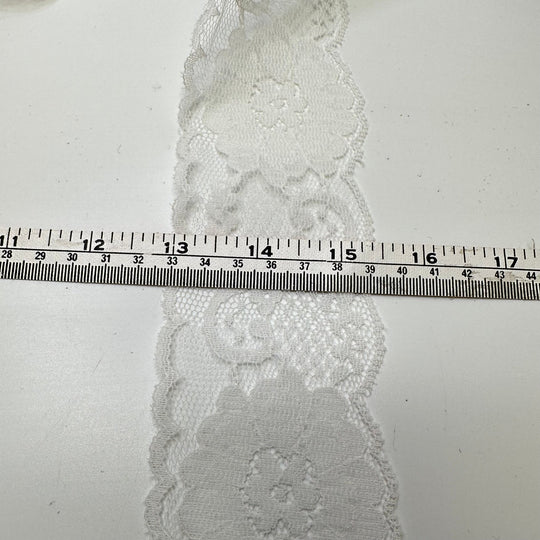 3" (76mm) Scalloped Mesh Lace Trim - White - Bundles - True Deadstock supplies Fabric by private - Sustainable Textile | FABCYCLE