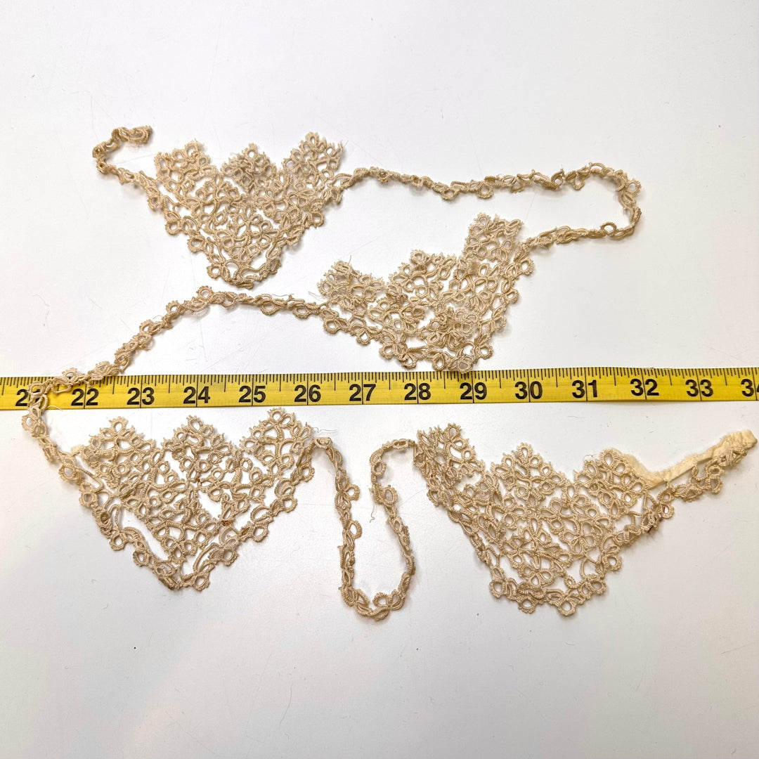 3" (76mm) Vintage Lace Trim - Cream - 1.2M Bundle - True Deadstock supplies Fabric by private - Sustainable Textile | FABCYCLE