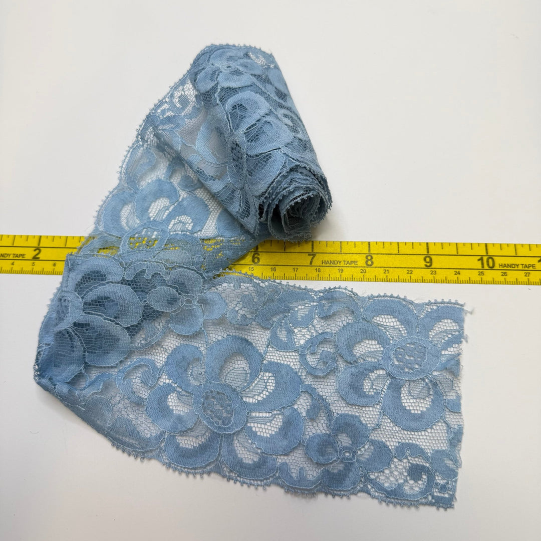 3 ⅐" (80mm) Scalloped Mesh Lace Trim - Blue - 1.35M Bundle - True Deadstock supplies Fabric by private - Sustainable Textile | FABCYCLE