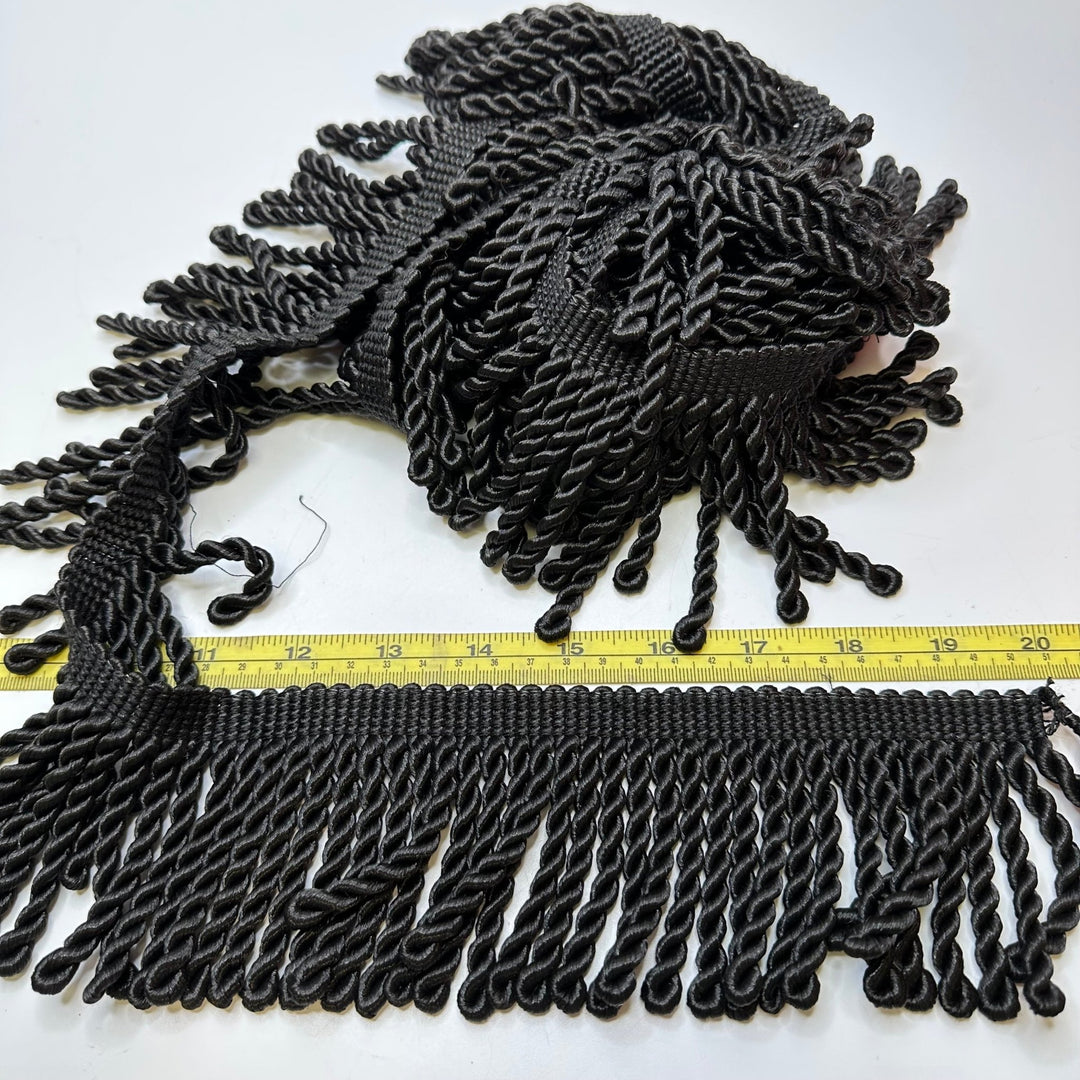3 ⅓" (85mm) Fringe Tape Trim - Black - 2.35M Bundle - True Deadstock supplies Fabric by private - Sustainable Textile | FABCYCLE