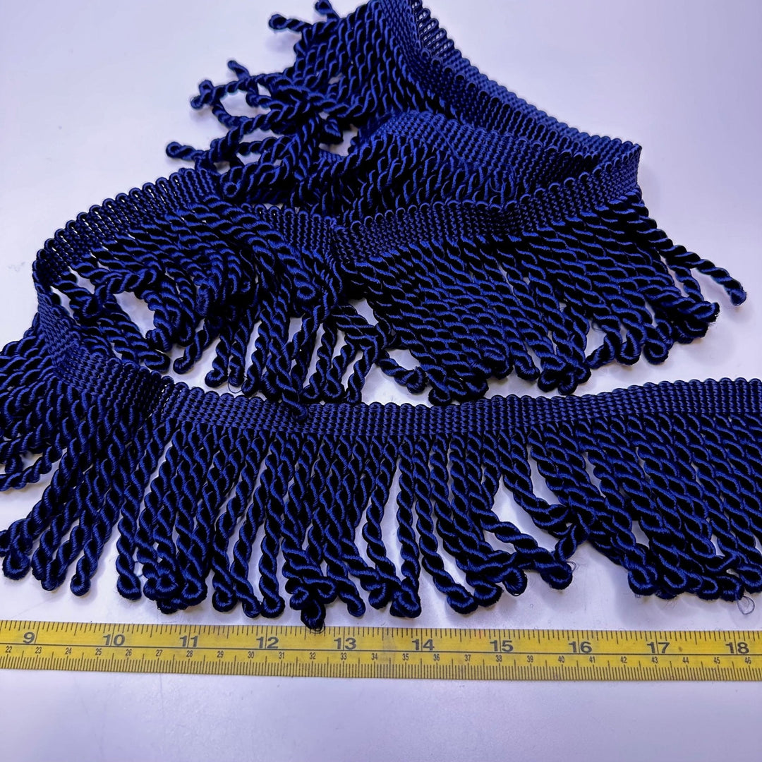 3 ⅓" (85mm) Fringe Tape Trim - Dark Blue - 1.2M Bundle - True Deadstock supplies Fabric by private - Sustainable Textile | FABCYCLE