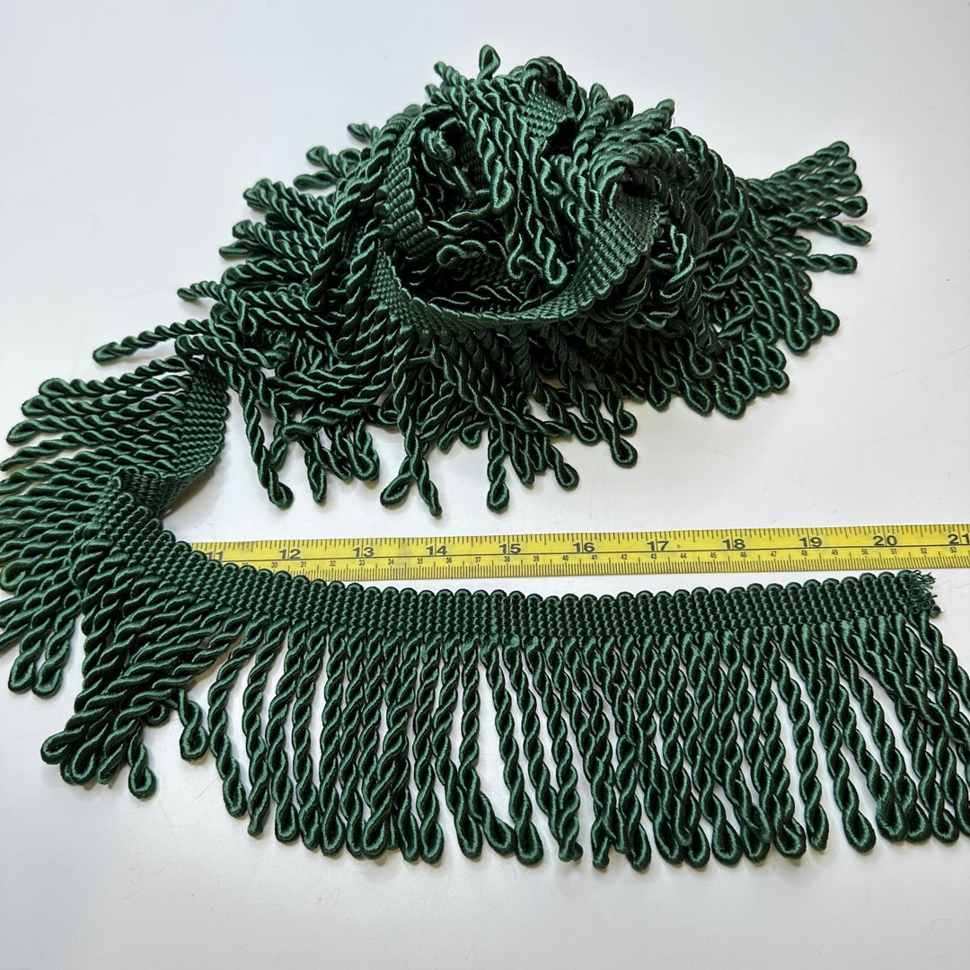 3 ⅓" (85mm) Fringe Tape Trim - Green - 2M Bundle - True Deadstock supplies Fabric by private - Sustainable Textile | FABCYCLE