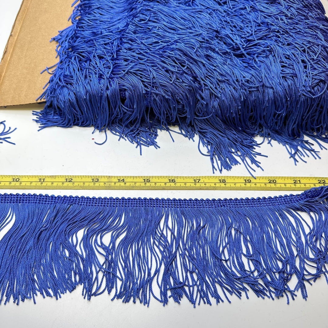 3 ⅔" (95mm) Fringe Tape Trim - Blue - 1M - True Deadstock supplies Fabric by private - Sustainable Textile | FABCYCLE